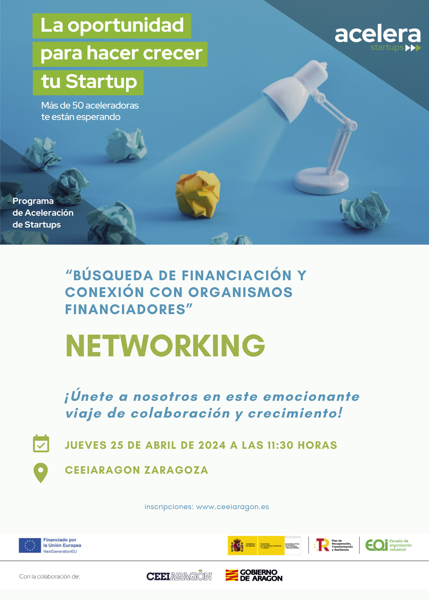 Networking Programa Acelera Startups «Búsqueda de financiación y conexión con organismos financiadores»